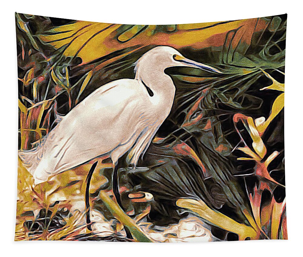 Marsh Heron Tapestry featuring the painting Marsh Heron by Susan Maxwell Schmidt
