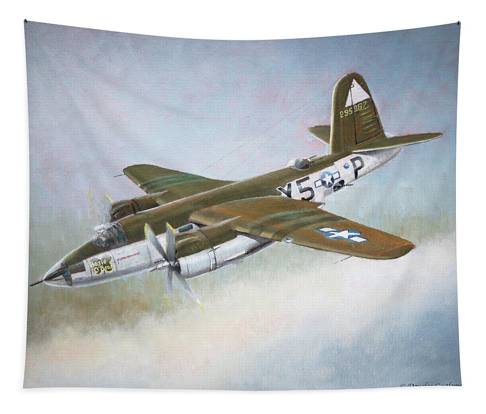 Aviation Tapestry featuring the painting Martin B-26B Marauder by Douglas Castleman