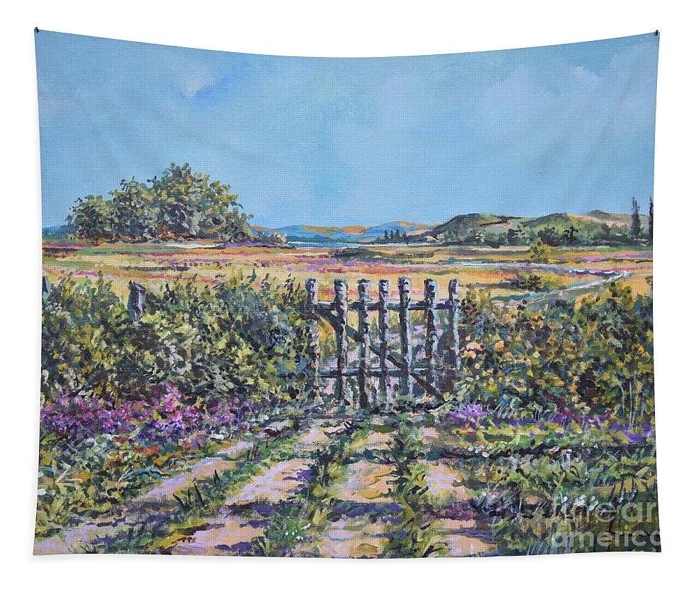 Nature Tapestry featuring the painting Mary's Field by Sinisa Saratlic