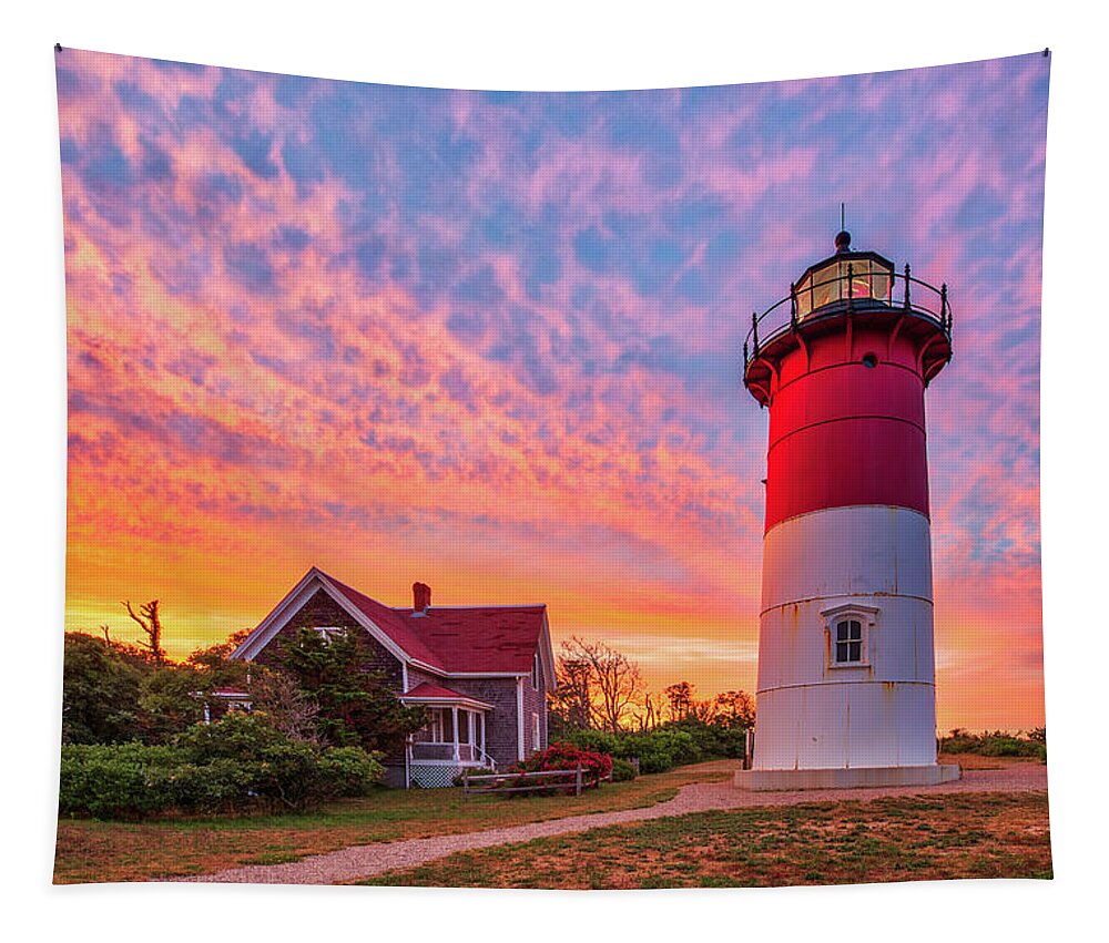 Nauset Lighthouse Tapestry featuring the photograph Massachusetts Lighthouse Nauset Beach Light by Juergen Roth