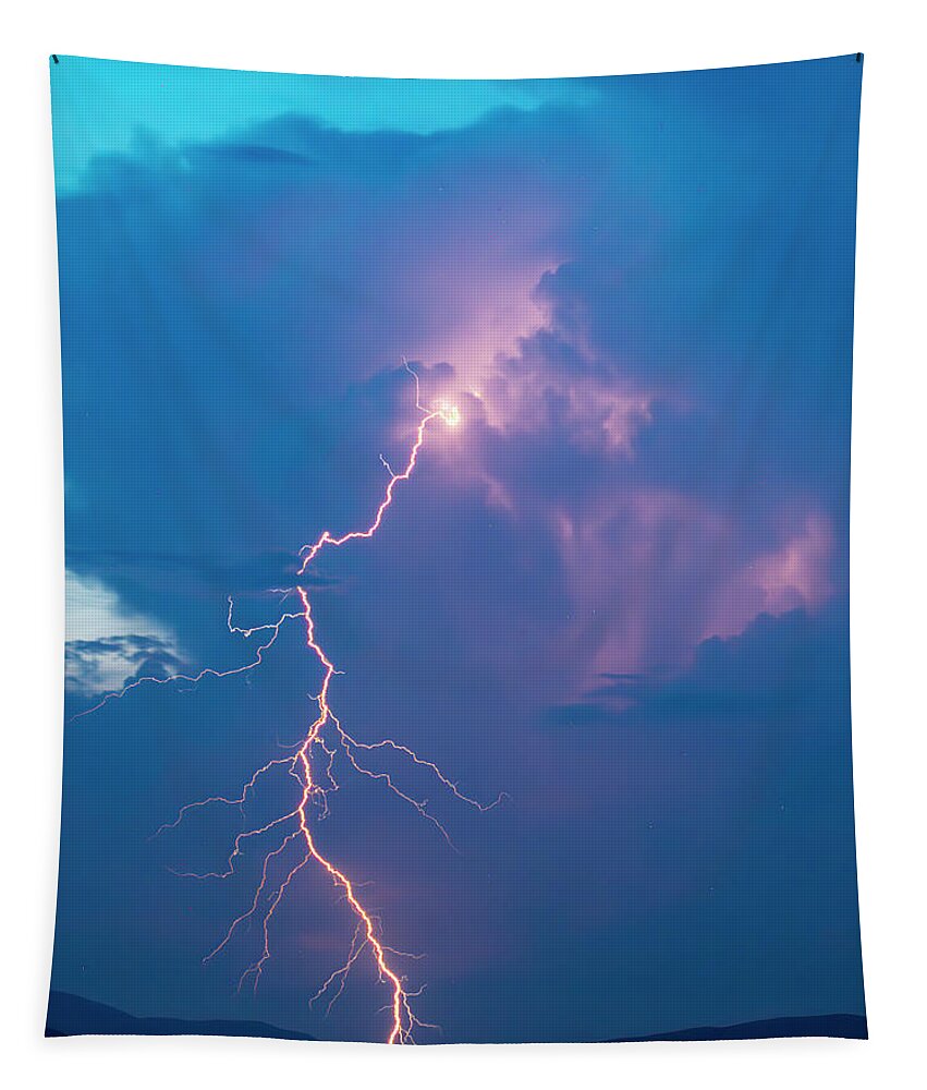 Lightning Tapestry featuring the photograph Massive Lightning Stroke in Color by Charles Floyd