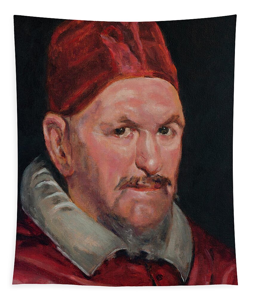  Tapestry featuring the painting Master Copy of Detail of Portrait of Pope Innocent X by Diego Velazquez by Pablo Avanzini