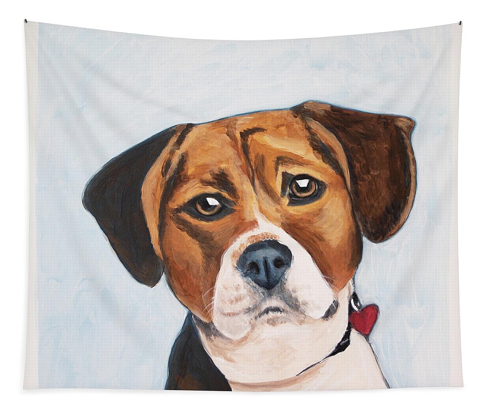 Beagle Tapestry featuring the painting Max by Pamela Schwartz