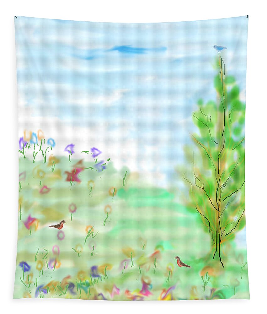 Springtime Tapestry featuring the digital art May Day by Kae Cheatham