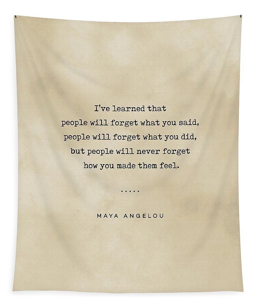 Maya Angelou Quotes Tapestry featuring the mixed media Maya Angelou Quote 01 - Typewriter quote on Old Paper - Literary Poster - Book Lover Gifts by Studio Grafiikka