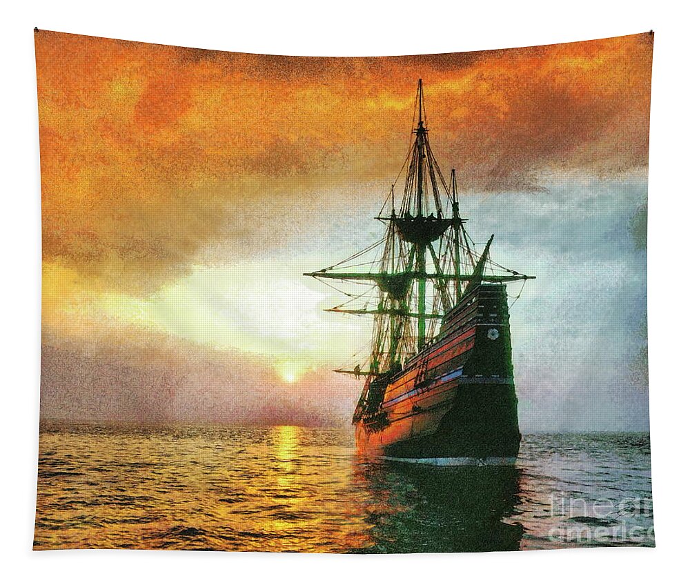 Mayflower Tapestry featuring the digital art Mayflower by Jerzy Czyz