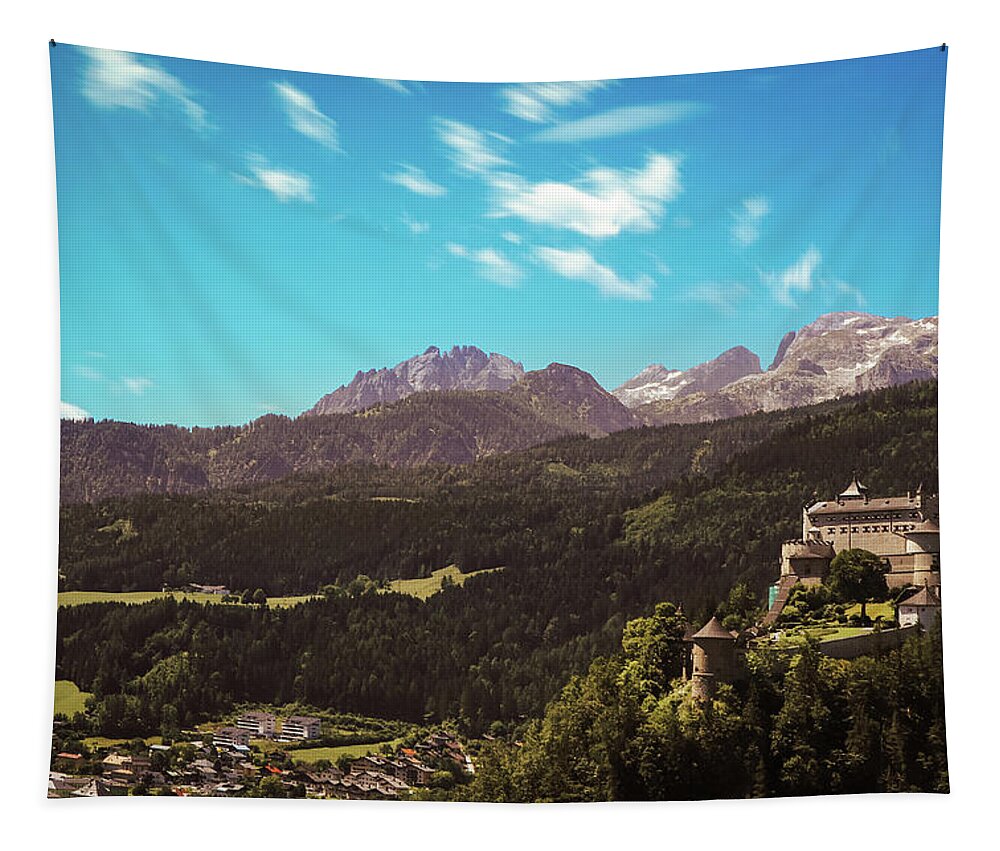 Reconstruction Tapestry featuring the photograph Medieval Hohenwerfen Castle by Vaclav Sonnek