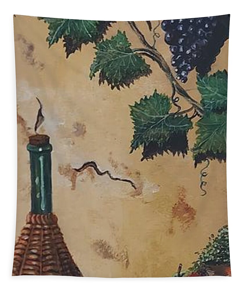 Wine Tapestry featuring the painting Mediterranean Kitchen by Mackenzie Moulton