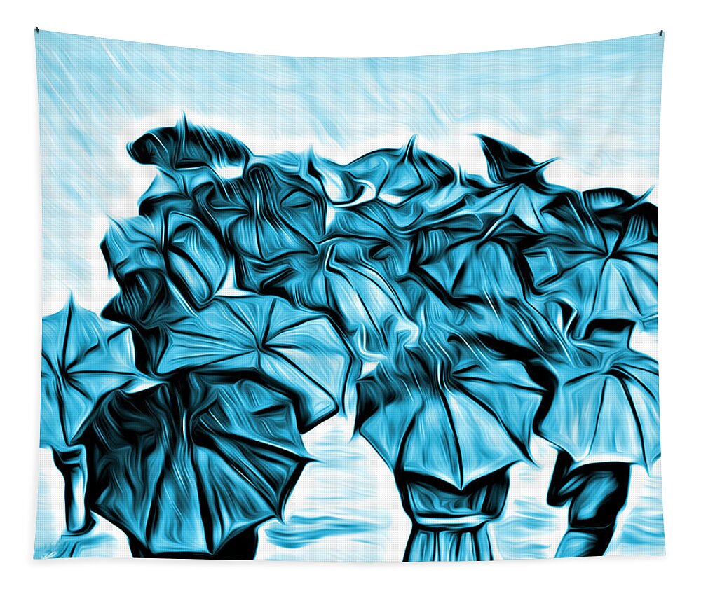 Umbrella Prints Tapestry featuring the painting Melting Umbrellas by Kelly Mills