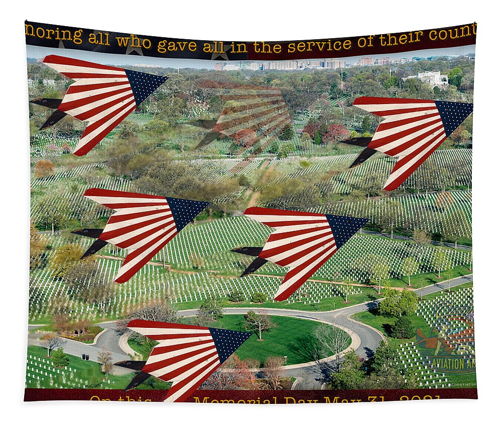 Memorial Day 2021 Tapestry featuring the digital art Memorial Day 2021 by Custom Aviation Art