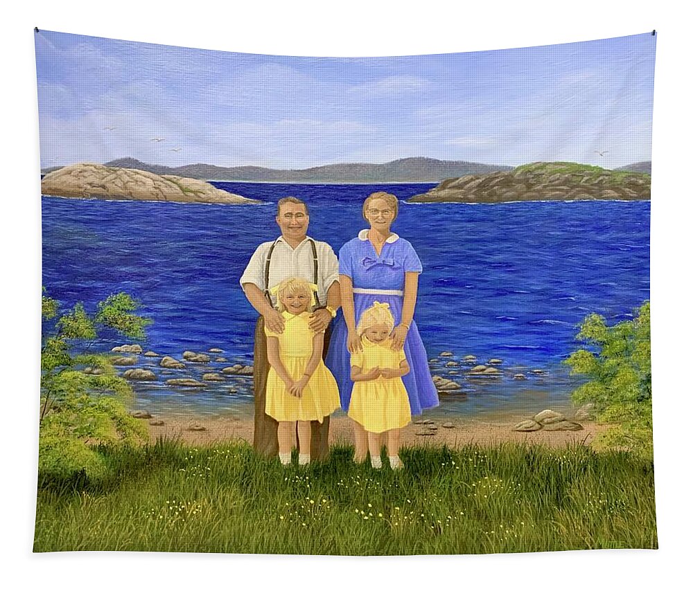 Little Burnt Bay Tapestry featuring the painting Memories by Marlene Little