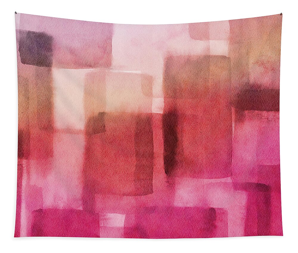 Abstract Tapestry featuring the mixed media Memory Lane Pink- Art by Linda Woods by Linda Woods
