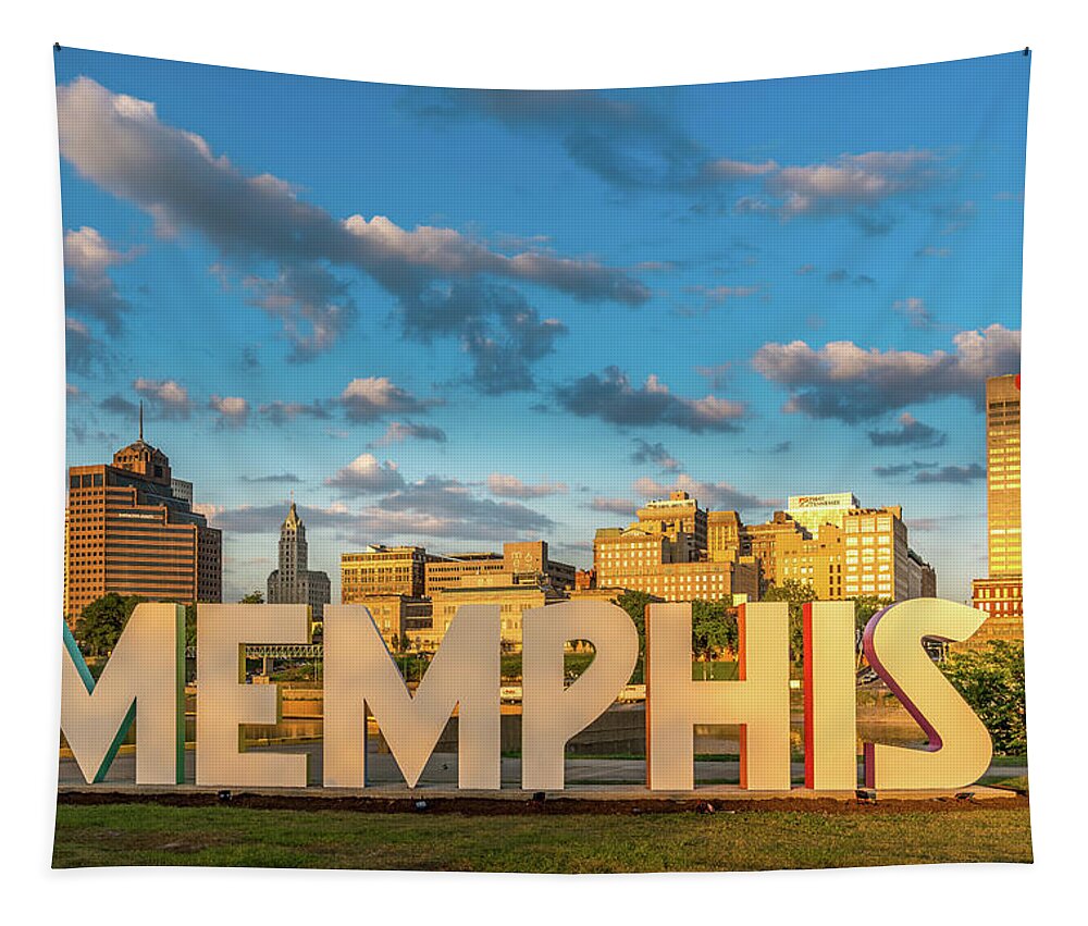 Bluff City Tapestry featuring the photograph MEMPHIS Sign by Darrell DeRosia