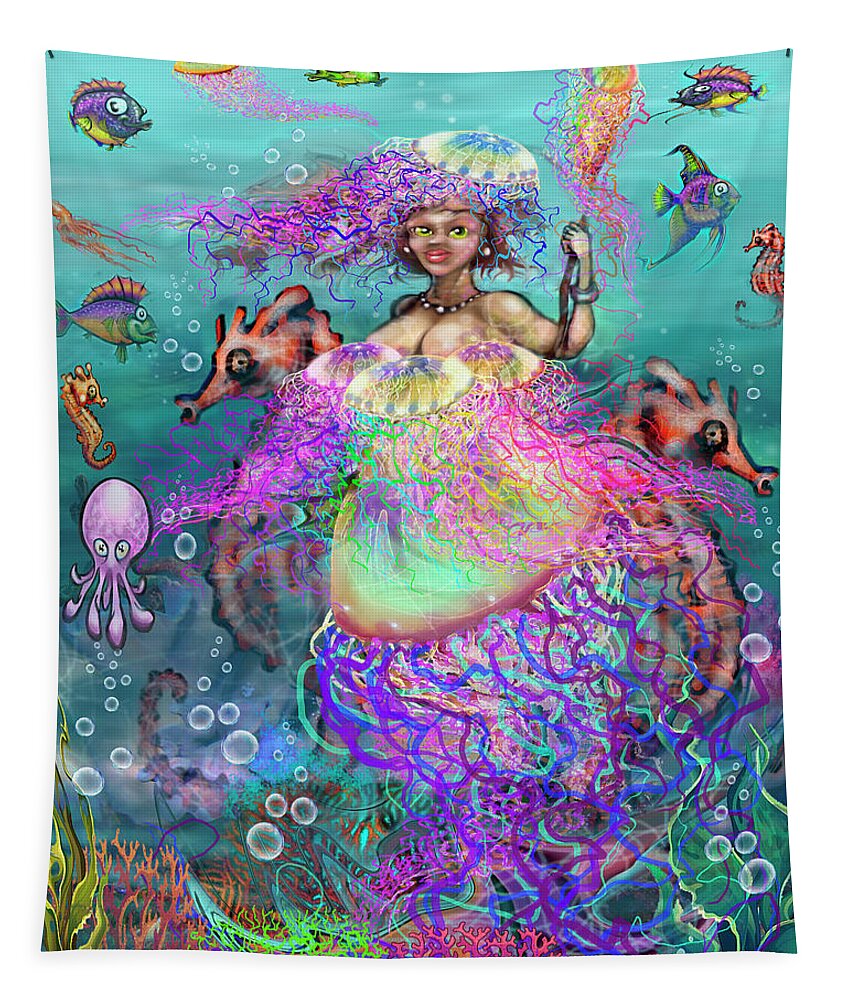 Mermaid Tapestry featuring the digital art Mermaid Jellyfish Dress by Kevin Middleton