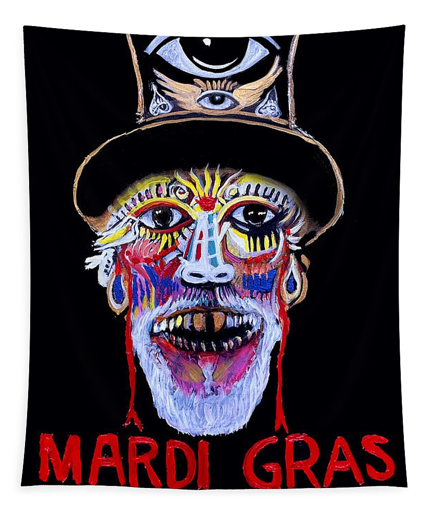 Mardi Gras 2023 Tapestry featuring the painting Mardi Gras 2023 by Amzie Adams