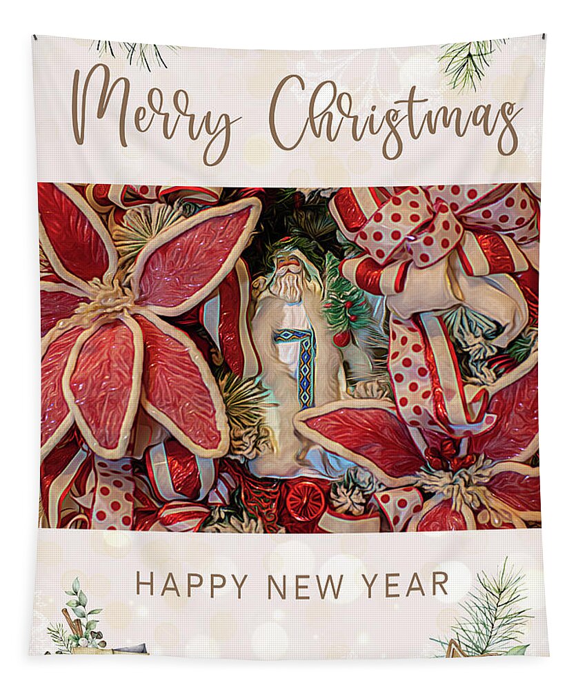 Christmas Tradition Tapestry featuring the photograph Merry Christmas and Happy New Year by Amy Dundon