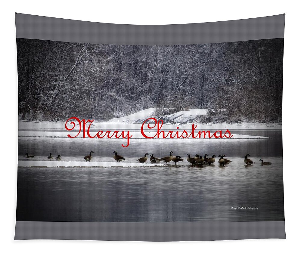 Christmas Tapestry featuring the photograph Merry Christmas Canadian Geese by Mary Walchuck