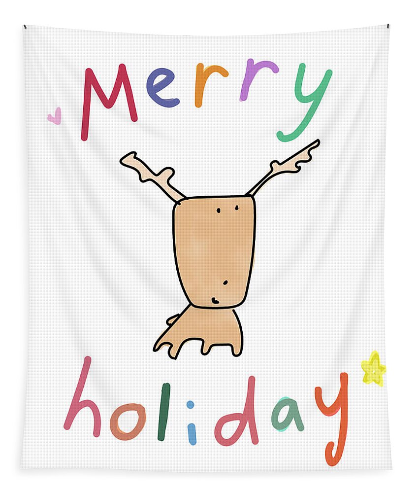 Holiday Tapestry featuring the digital art Merry Holidays Reindeer by Ashley Rice