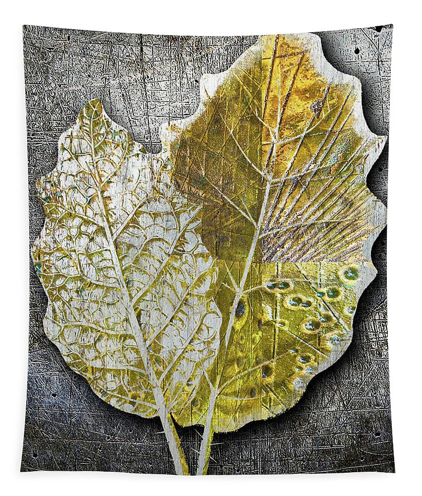1800s Tapestry featuring the painting Metal Metallic Gold Silver Leaves 1 by Tony Rubino