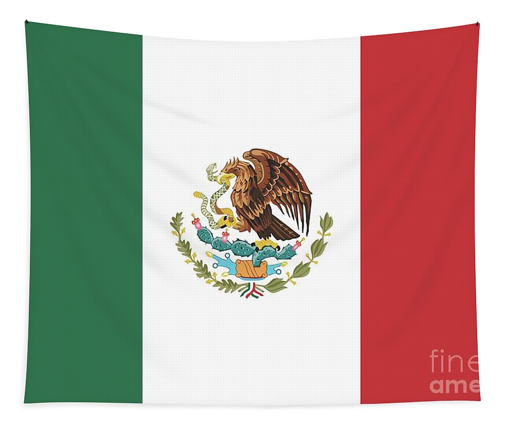 Mexico Tapestry featuring the mixed media Mexican Mexico Flag by Venustiano Carranza