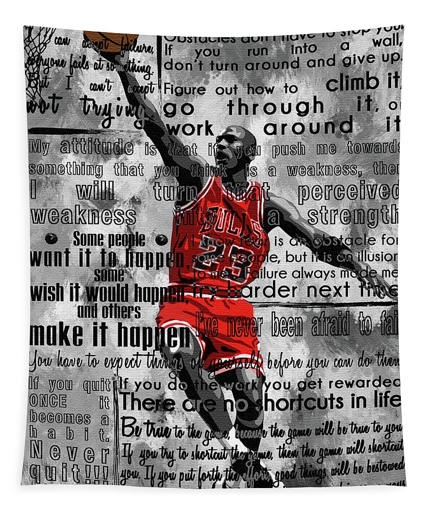 Michael Air Jordan Motivational Inspirational Independent Quotes Tapestry  by Diana Van Fine Art America