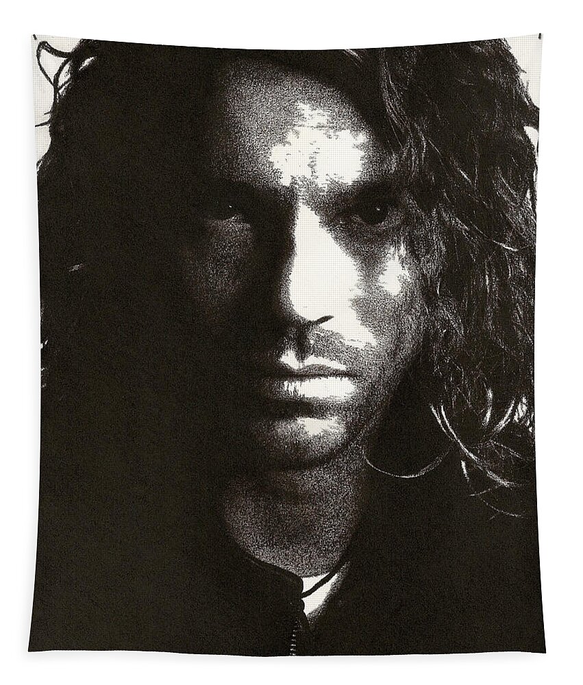 Charcoal Tapestry featuring the drawing Michael Hutchence by Mark Baranowski