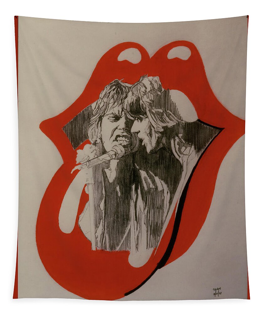 Mick Jagger Tapestry featuring the drawing Mick Jagger And Keith Richards - Exiled by Sean Connolly