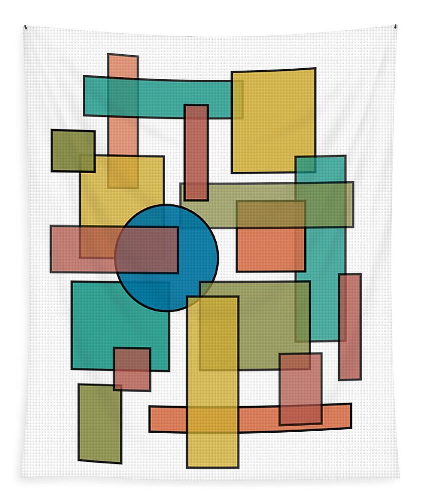 Mid Century Tapestry featuring the digital art Mid Century Modern Blocks with Diagonal Background by DB Artist