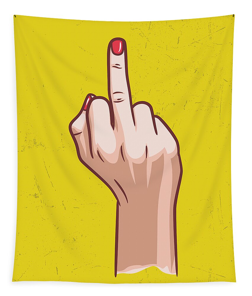 Middle Finger Print, Funny Fuck Middle Finger, Rude Finger Line Drawing  Printable Wall Art, No 1/3 Tapestry