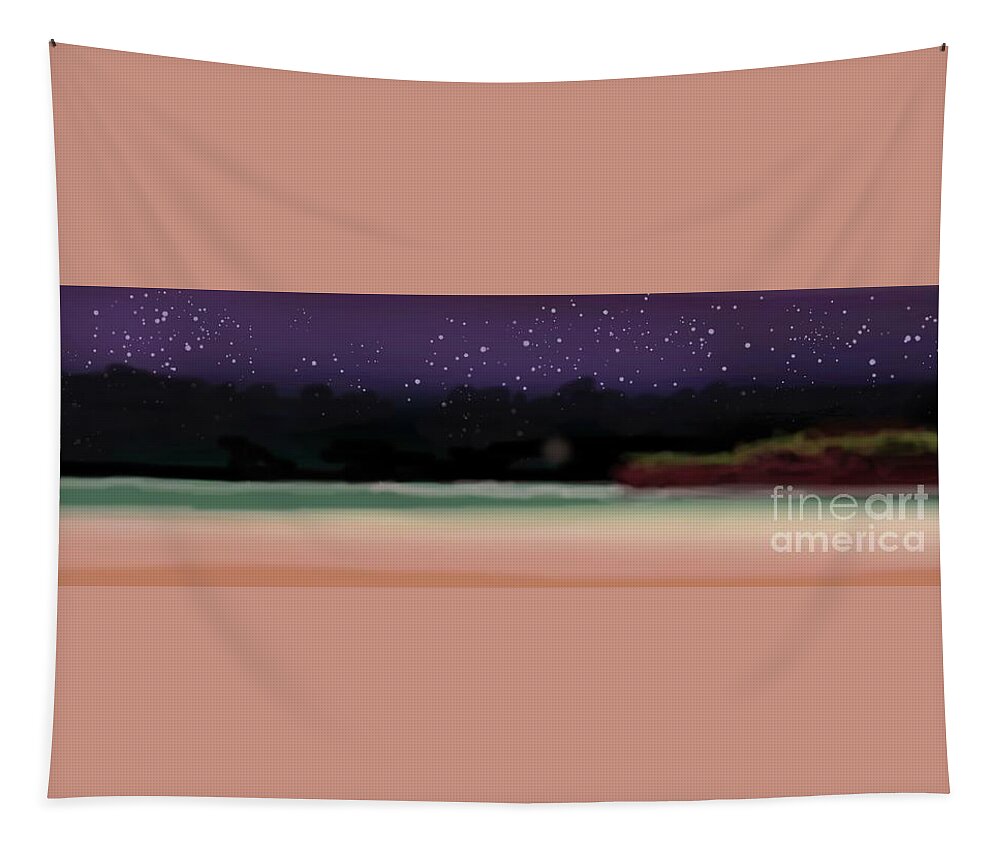 Night Tapestry featuring the digital art Midnight Beach Light by Julie Grimshaw