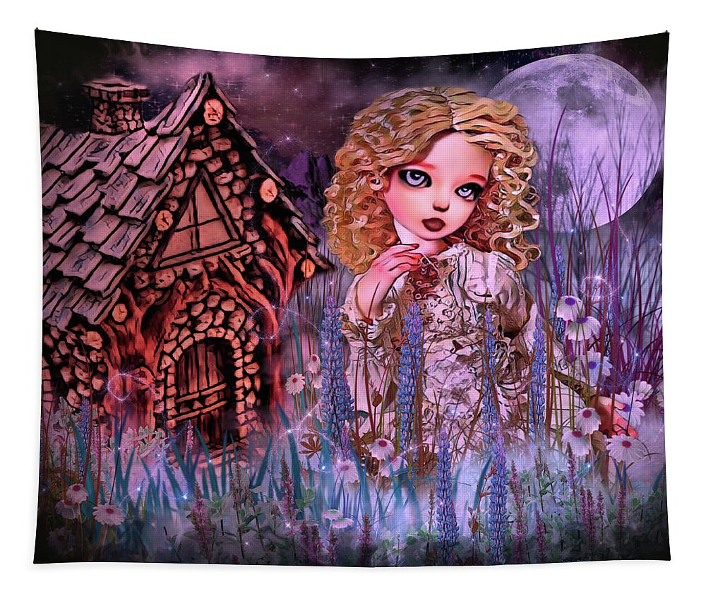  Tapestry featuring the digital art Midnight Stroll in the Garden by Artful Oasis