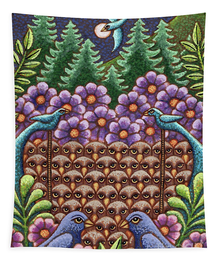 Bird Tapestry featuring the painting Midnight Summit by Amy E Fraser