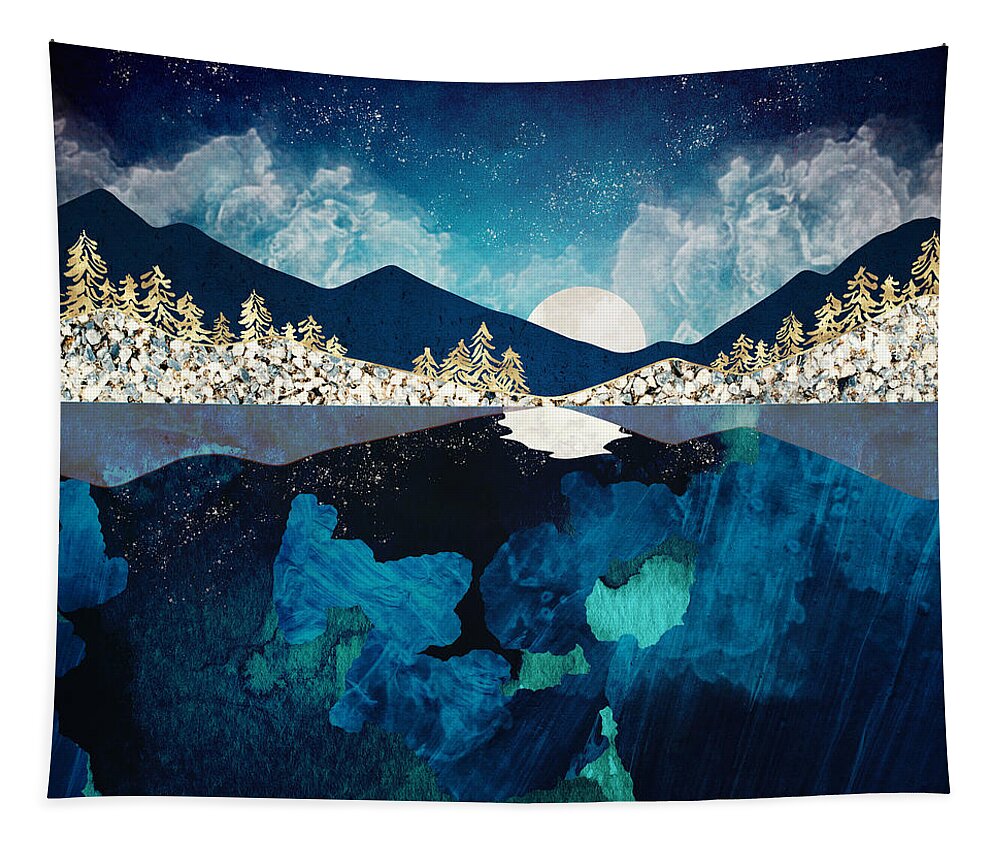 Digital Tapestry featuring the digital art Midnight Water by Spacefrog Designs