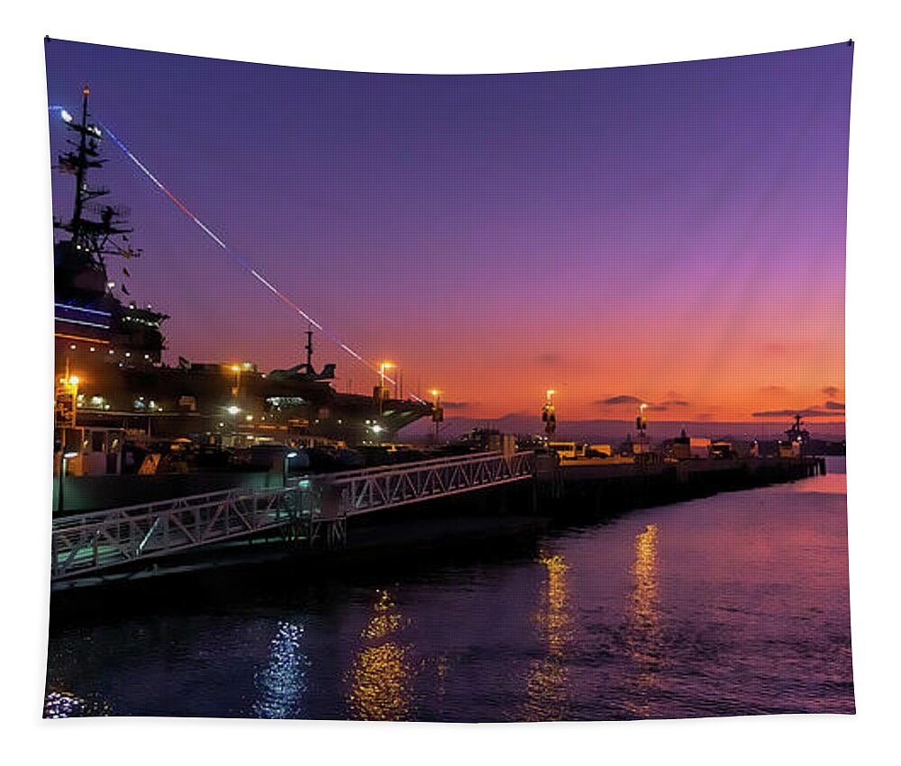 Midway Tapestry featuring the photograph Midway at Sunset by Cathy Anderson