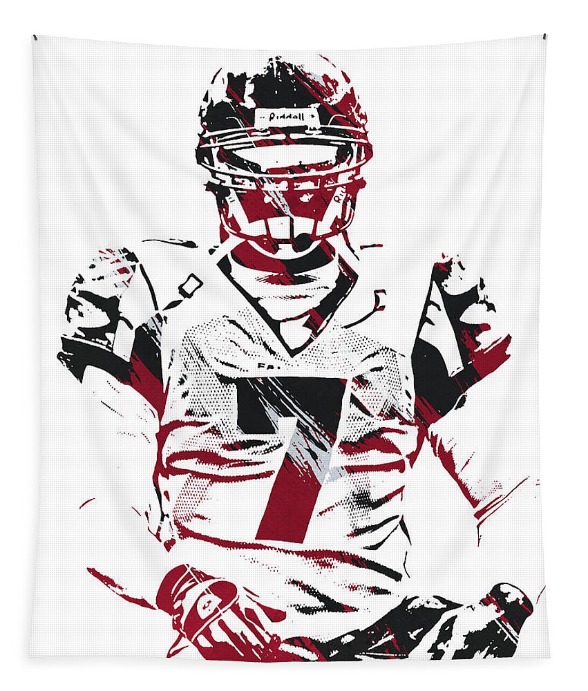 Mike Vick Atlanta Falcons Strokes Pixel Art 3 Tapestry by Joe