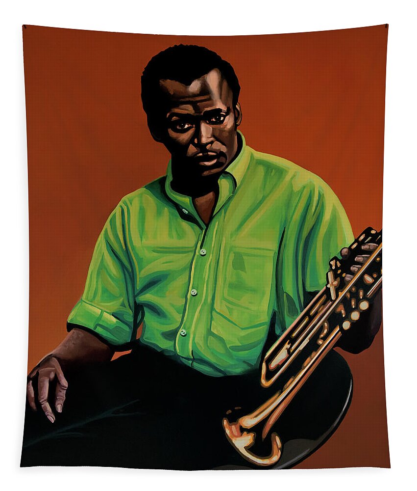 Miles Davis Tapestry featuring the painting Miles Davis Painting 2 by Paul Meijering
