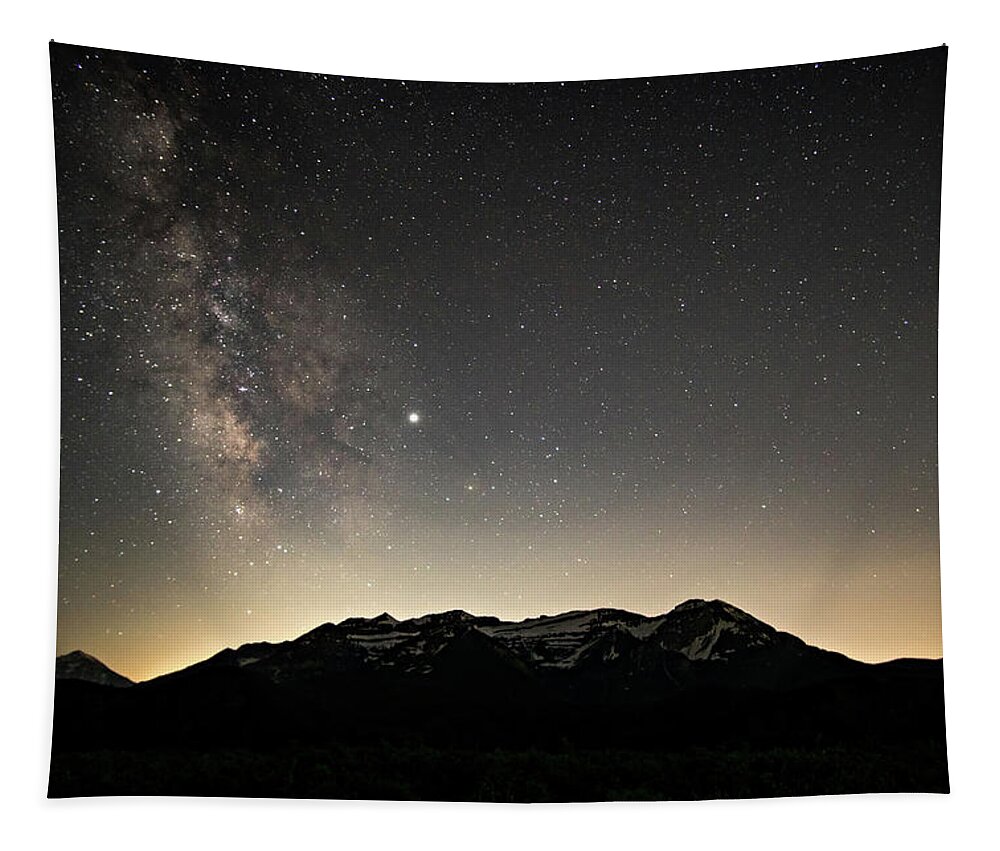 Timpanogos Mountain Tapestry featuring the photograph Milky Way over Timpanogos by Wesley Aston