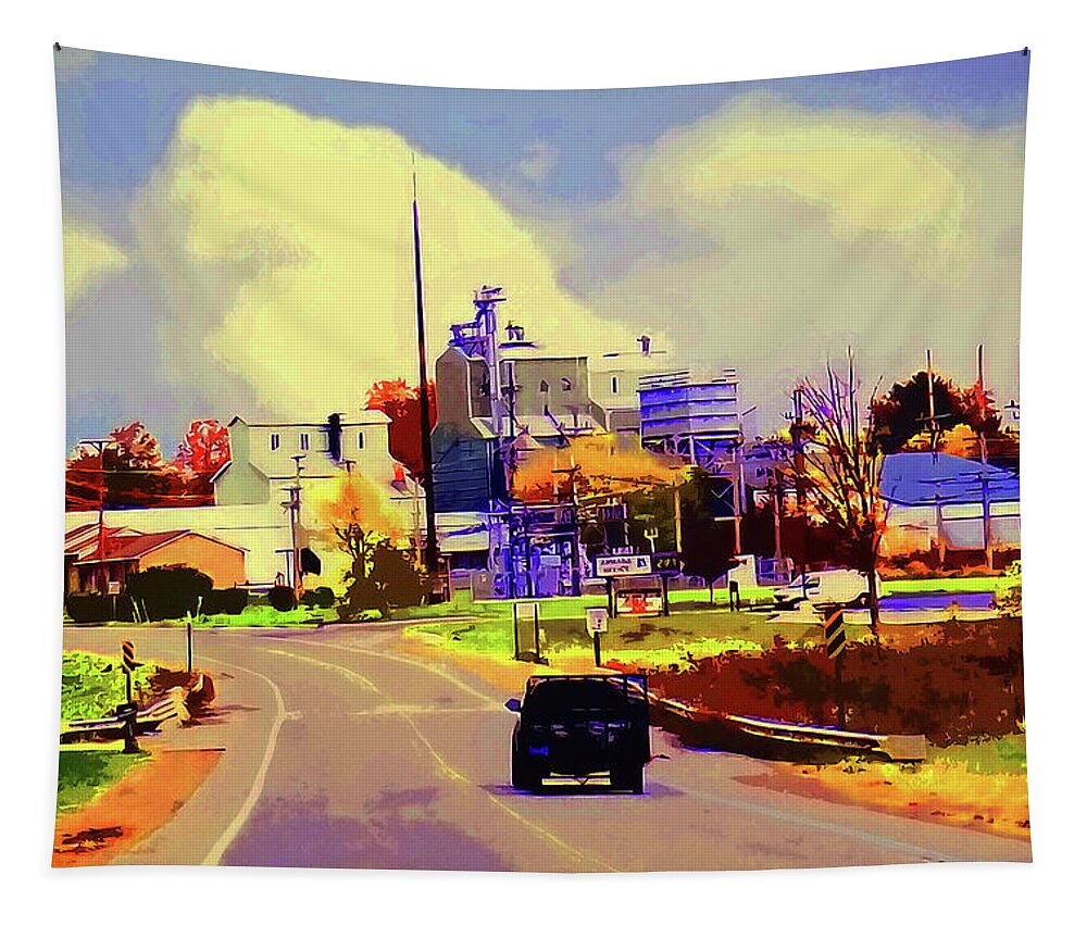 Factories Tapestry featuring the painting Mill Town USA by CHAZ Daugherty