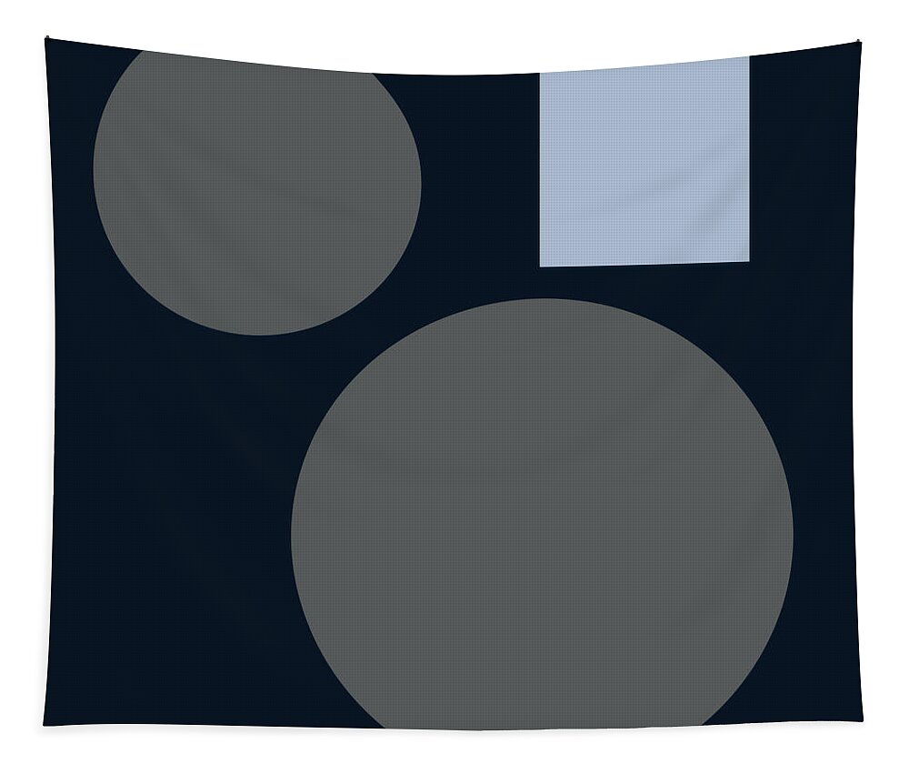 Minimal Tapestry featuring the photograph Minimal Blue Gray Abstract Circles and Square by Peggy Collins