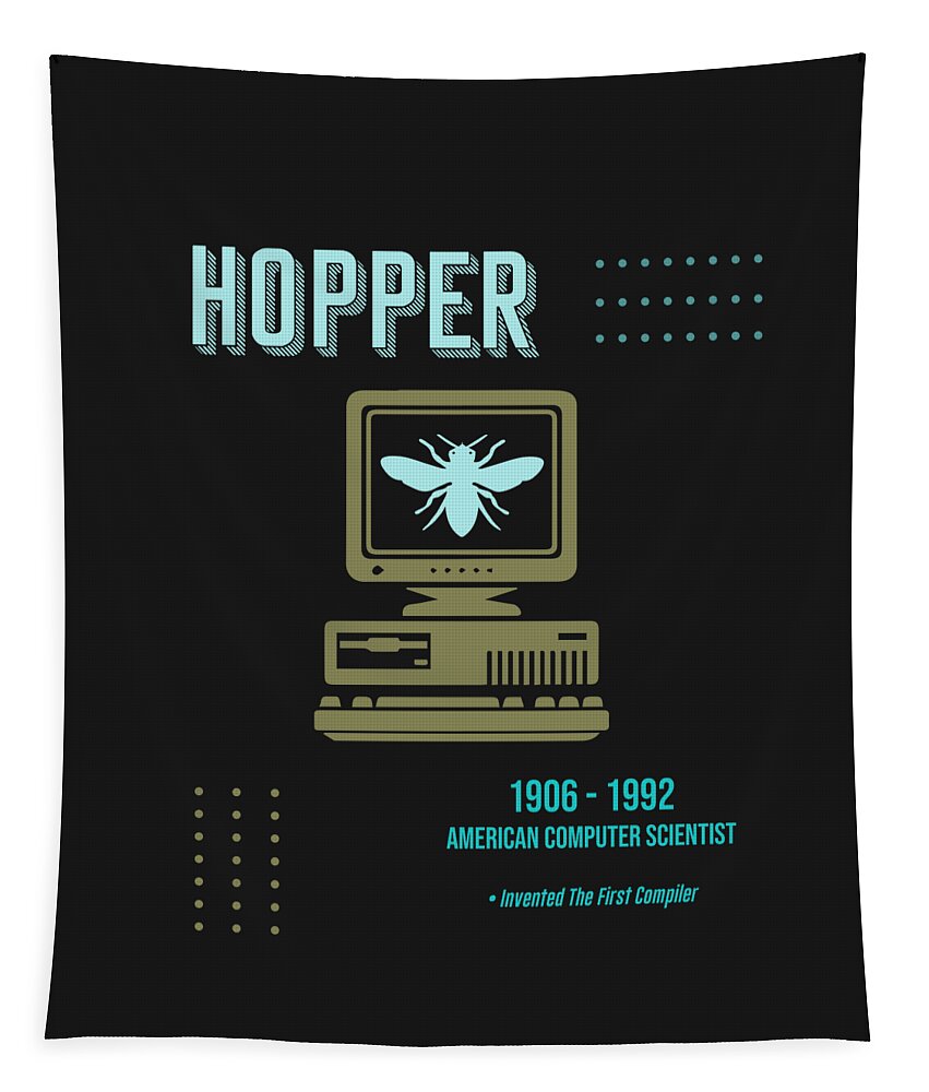 Science Poster Tapestry featuring the digital art Minimal Science Poster - Grace Hopper - Computer Scientist by Studio Grafiikka