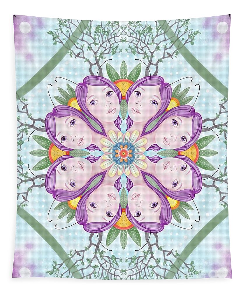 Fantasy Tapestry featuring the digital art Miss Violet Kaleidoscope by Valerie White
