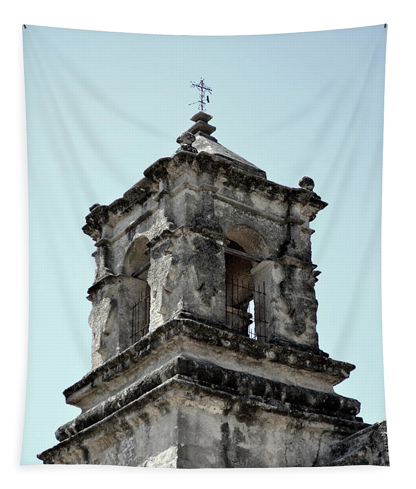 Historical Photograph Tapestry featuring the photograph Mission San Jose Tower No One by Expressions By Stephanie