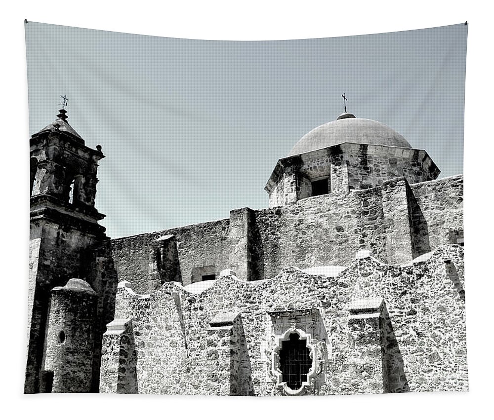 Historical Photograph Tapestry featuring the photograph Mission San Jose Walls No One by Expressions By Stephanie
