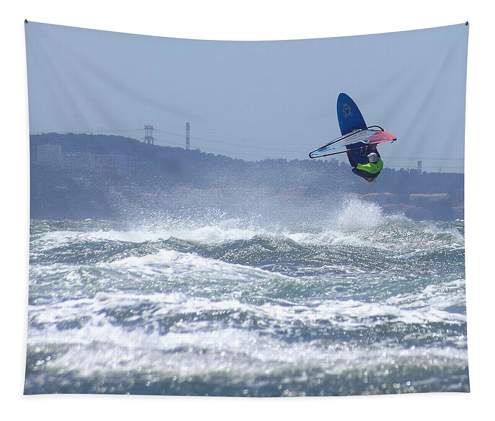 Windsurf Tapestry featuring the photograph Mistral at Le jaii, maggio 2017. by Marco Cattaruzzi