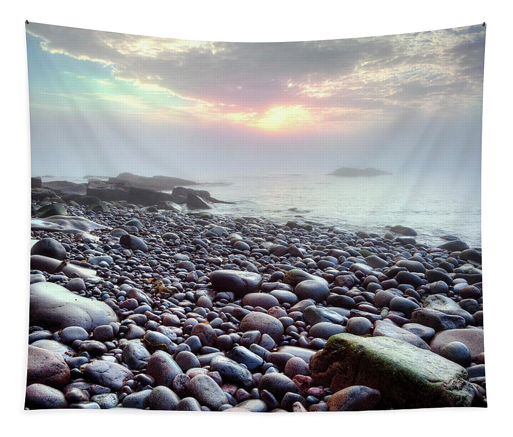 Acadia Tapestry featuring the photograph Misty Morning 1753 by Greg Hartford