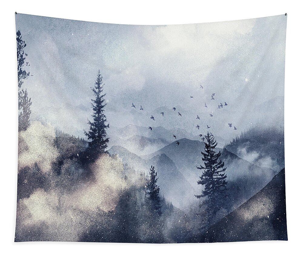 Watercolors Tapestry featuring the mixed media Misty Winter 9 by Colleen Taylor