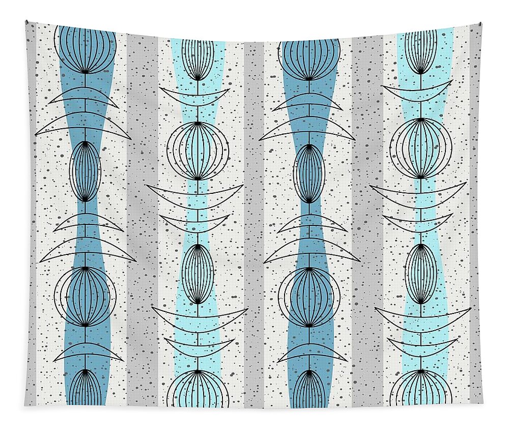 Mid Century Modern Tapestry featuring the digital art Mobiles Fabric in Blue by Donna Mibus