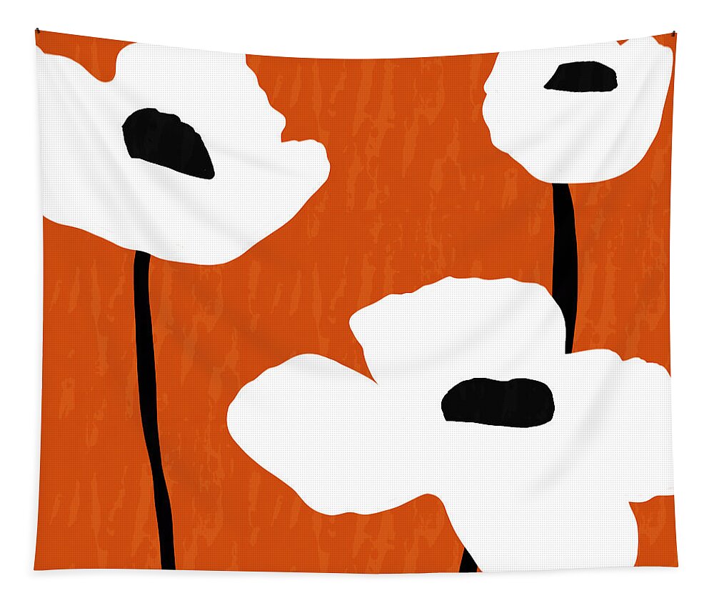 Orange Tapestry featuring the photograph Mod Poppies Orange- Art by Linda Woods by Linda Woods