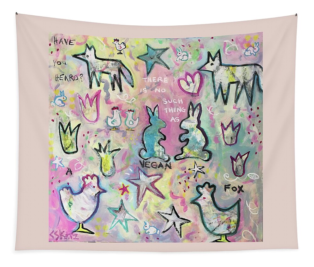 Bunnies Tapestry featuring the painting Modern Fairy Tale by Cyndie Katz