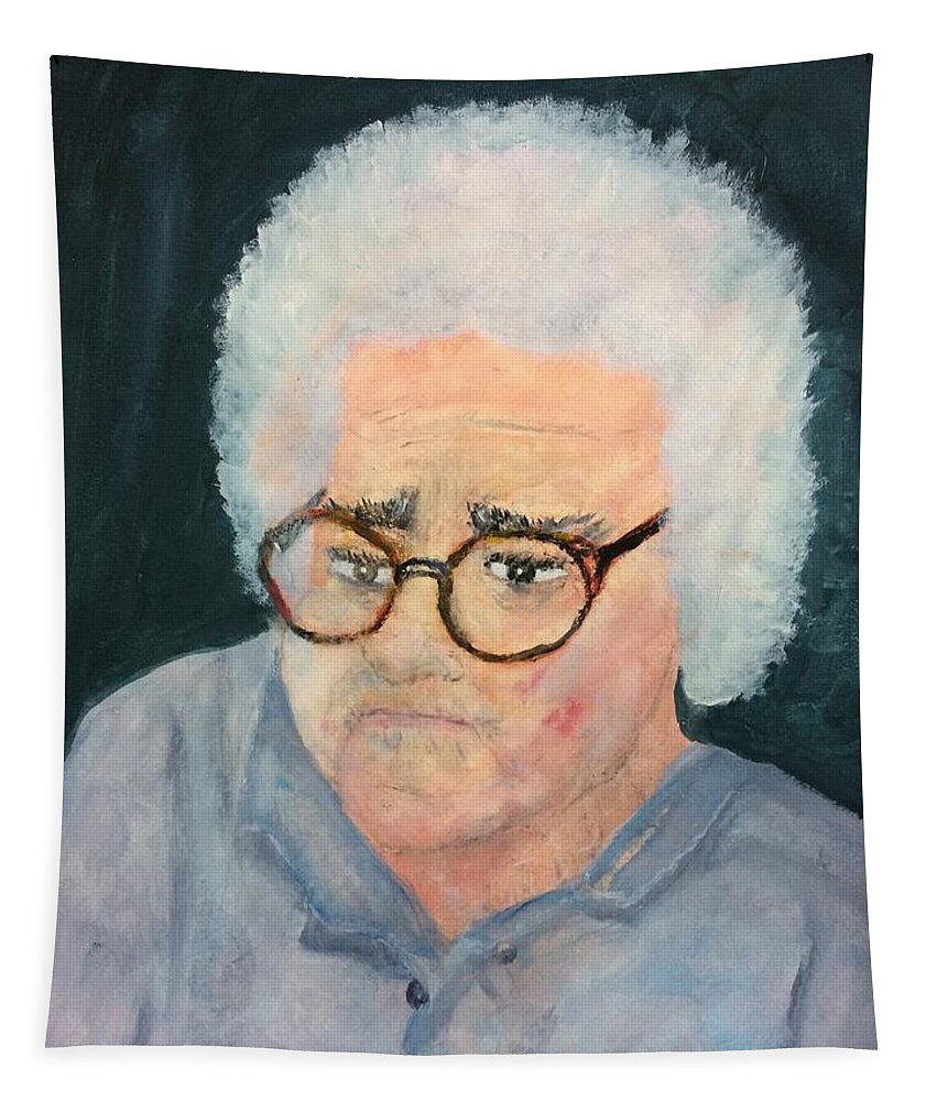Portrait Tapestry featuring the painting Mom Reflecting on Her Life by Addison Likins